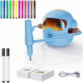 Drawing Robot for Kids, Interactive Educational Drawing Robot for Kids,Upgrade Magic Painting Robot Toy with 100 Word Cards & 14 Color Pens for Girls and Boys Age 3  (Blue)