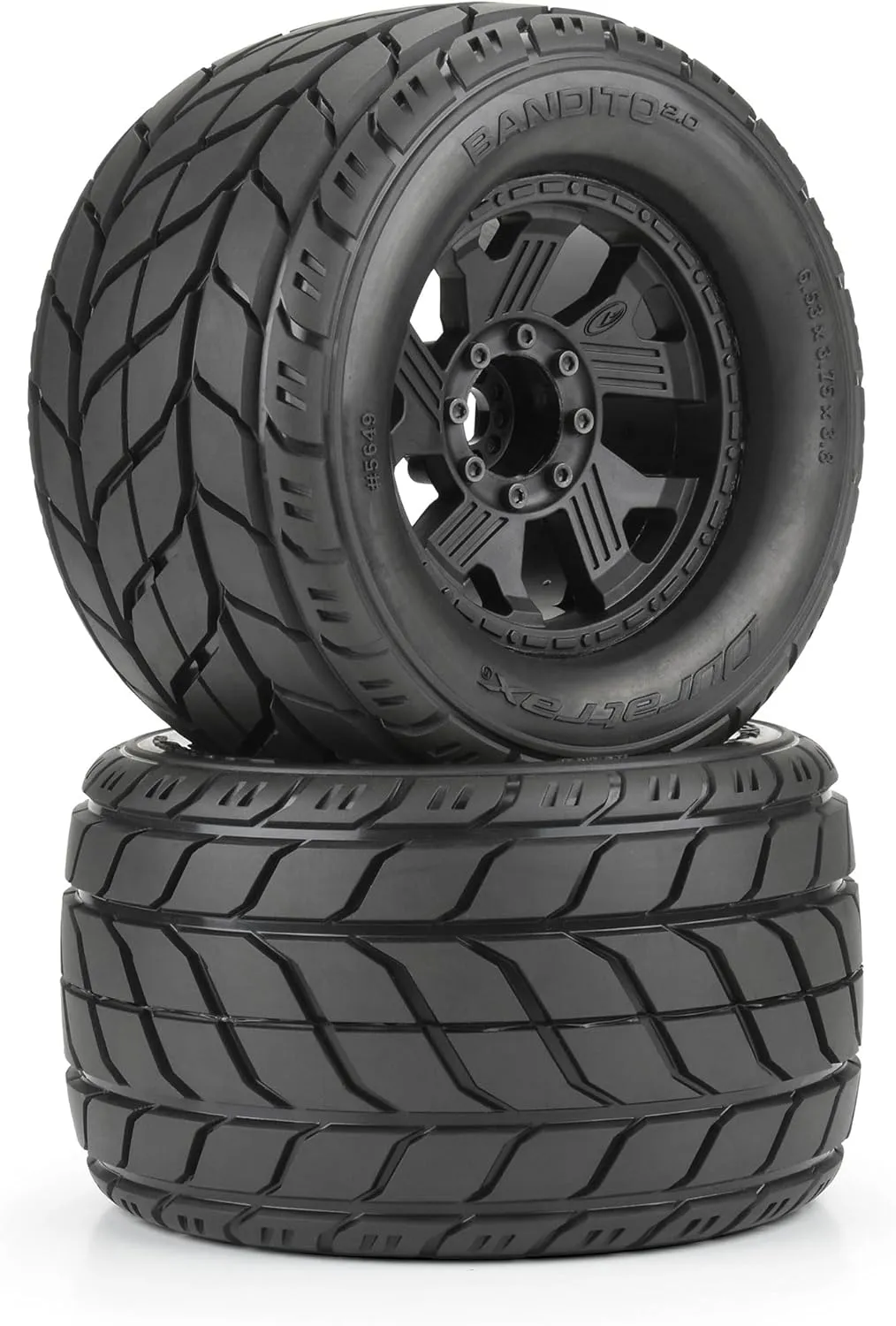 Duratrax Bandito 2.0 3.8" All Terrain Tires Mounted on Ripper Black 8x32 Removable Hex Wheels 2 for 17mm MT Front or Rear DTX564910