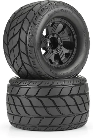 Duratrax Bandito 2.0 3.8" All Terrain Tires Mounted on Ripper Black 8x32 Removable Hex Wheels 2 for 17mm MT Front or Rear DTX564910