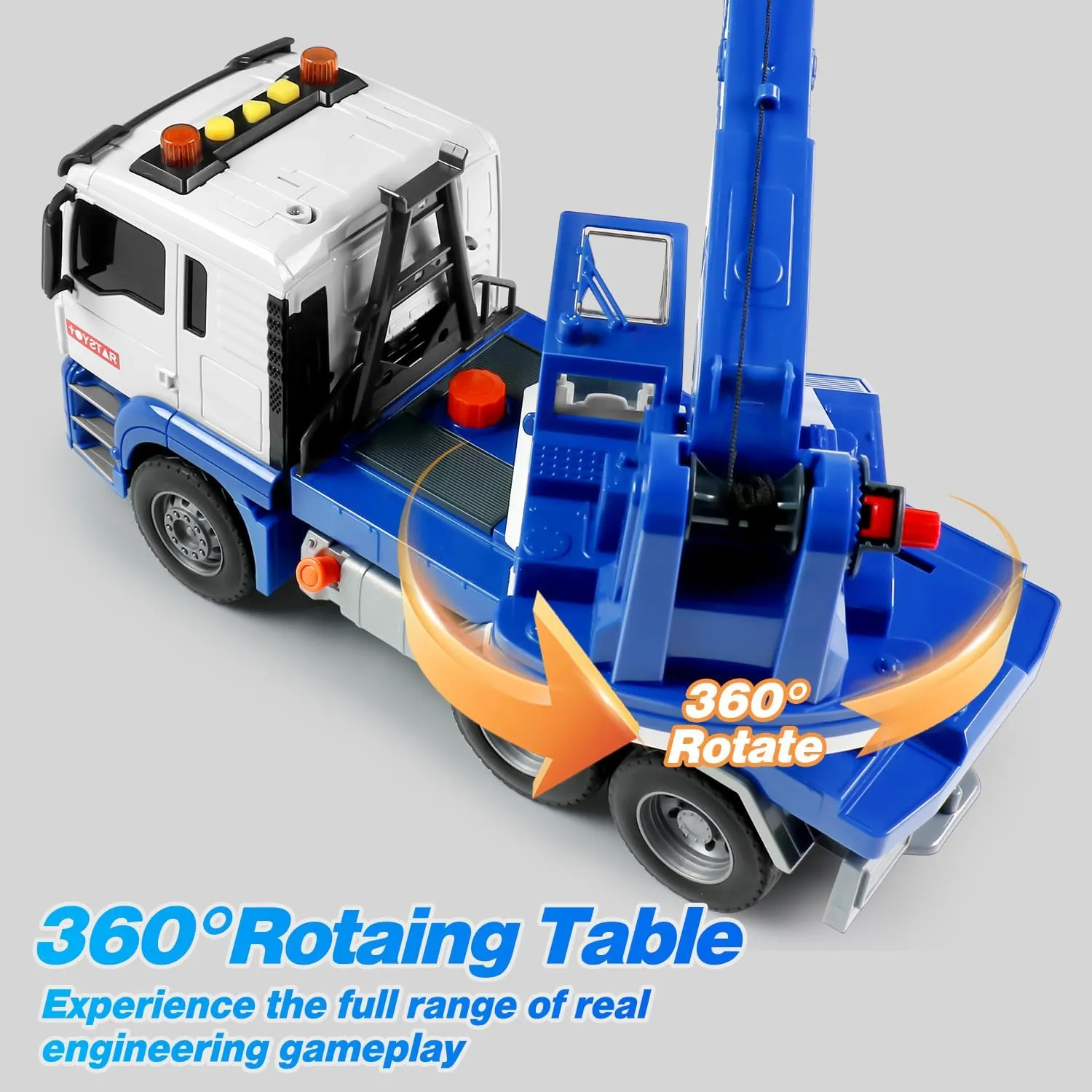 Dwi Dowellin Crane Truck Toy for Toddlers 2-4, 3-5 | Construction Toy with Rotating Arm, Sound & Lights | Trucks for Boys Kids,Gift for 3 4 5 6 Year Old Boys