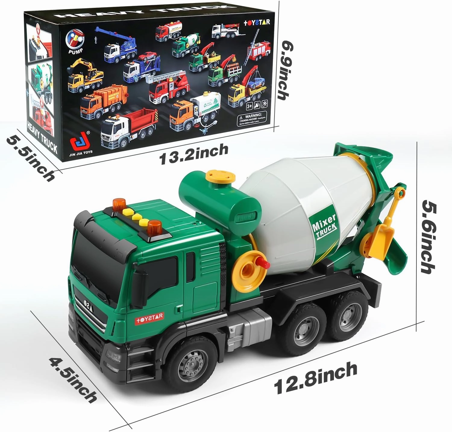Dwi Dowellin Cement Mixer Truck Toy with Lights & Sounds - Big Trucks for Toddlers 2-4, Kids Construction Toys for Ages 2 3 4 Year Old Boy Birthday Gift
