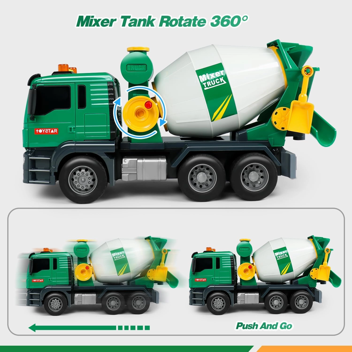 Dwi Dowellin Cement Mixer Truck Toy with Lights & Sounds - Big Trucks for Toddlers 2-4, Kids Construction Toys for Ages 2 3 4 Year Old Boy Birthday Gift