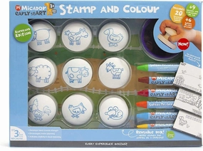 Early Start Stamp & Color Barnyard Pack - 9 Stamps   Washable Ink Pad   20 Activities   6 Tri-Grip Crayons - Hand Skills   Motor Development - Ages 3 
