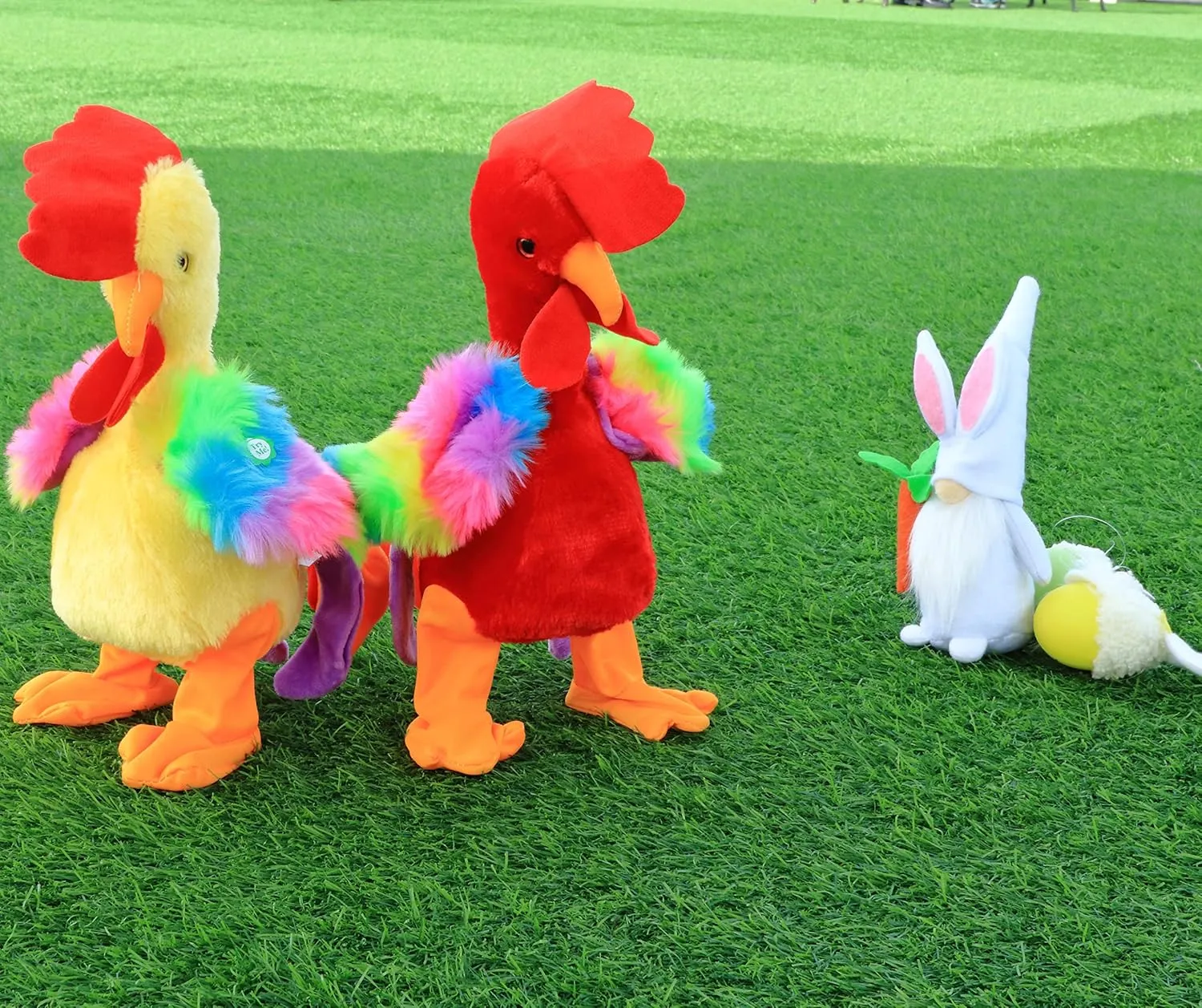 Easfan Musical Chicken Stuffed Animal Electronic Interactive Plush Toy Singing Dancing Squawking Waving Rooster Easter Birthday for Kids, Yellow,13.5”