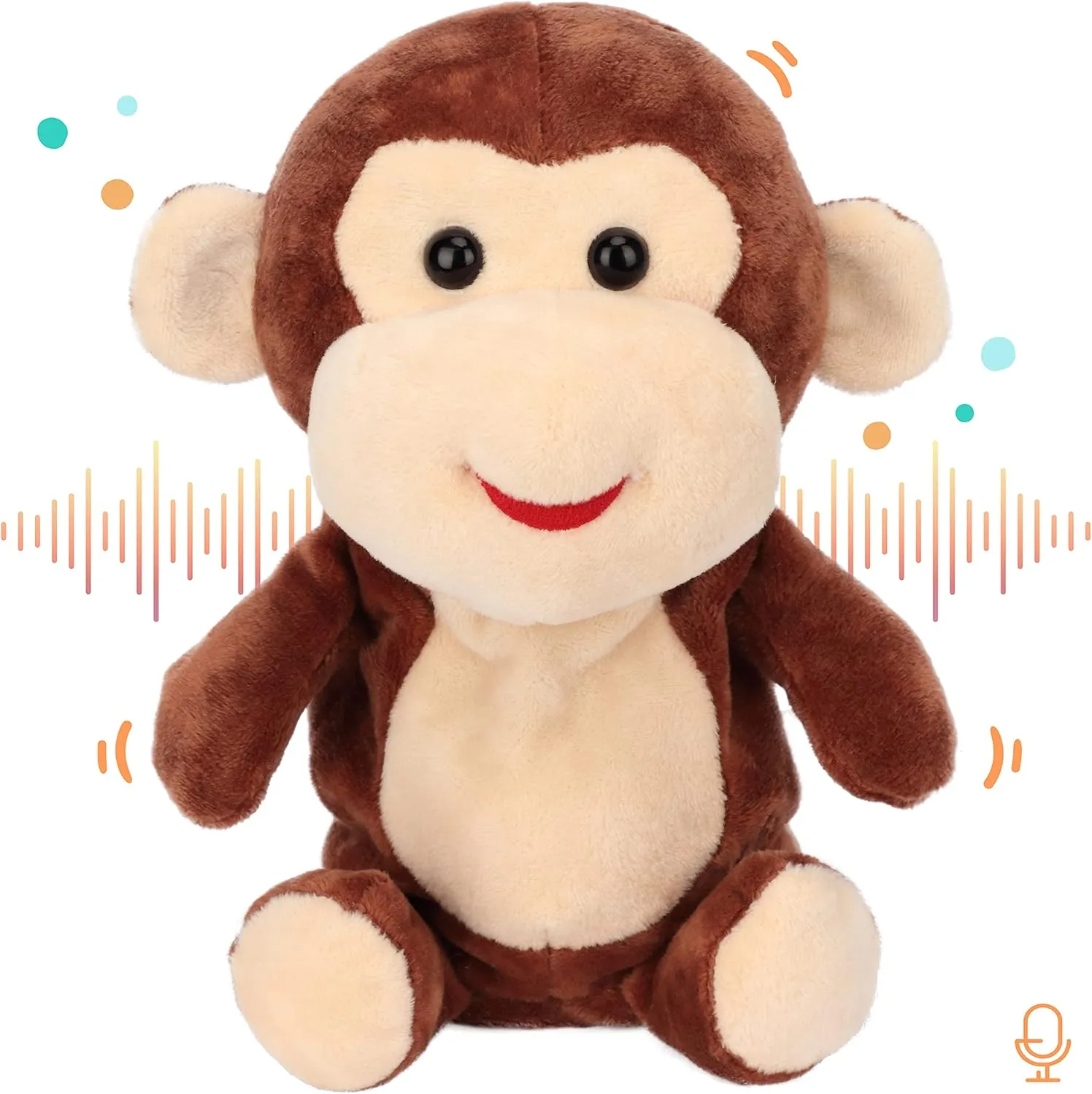 Easfan Talking Monkey Repeat What You Say Electric Nodding Plush Funny Interactive Speaking Toys Buddy Birthday Gifts for Kids Toddlers Brown,7"
