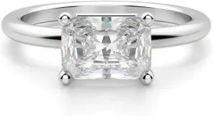 East West Classic Basket Engagement Ring, Radiant Cut 2.50CT, VVS1 Clarity, Colorless Moissanite, 925 Sterling Silver, Promise Ring, Wedding Ring, Perfact for Gift Or As You Want