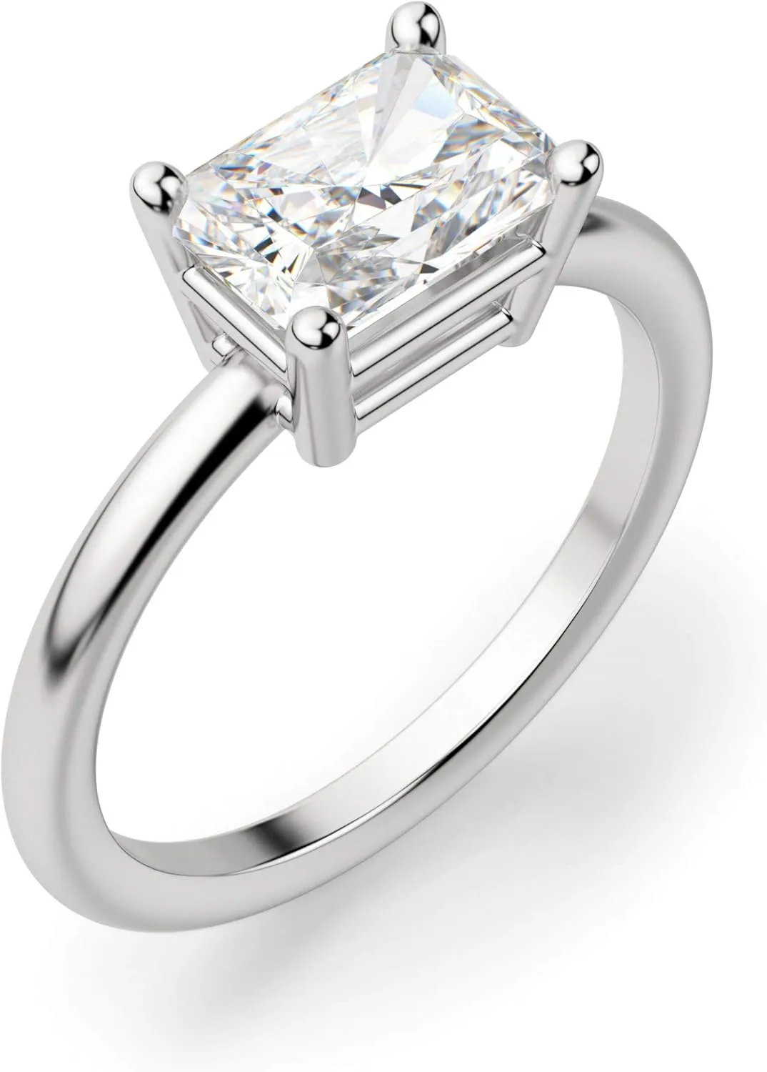 East West Classic Basket Engagement Ring, Radiant Cut 2.50CT, VVS1 Clarity, Colorless Moissanite, 925 Sterling Silver, Promise Ring, Wedding Ring, Perfact for Gift Or As You Want