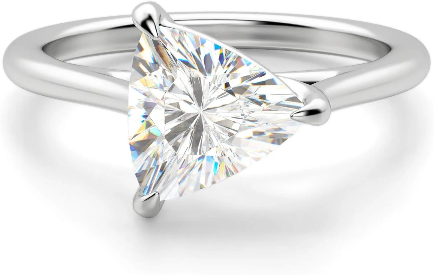 East West Classic Basket Engagement Ring, Trillion Cut 2.00CT, Colorless Moissanite Ring, 925 Sterling Silver, Promise Ring, Wedding Ring, Perfact for Gift Or As You Want