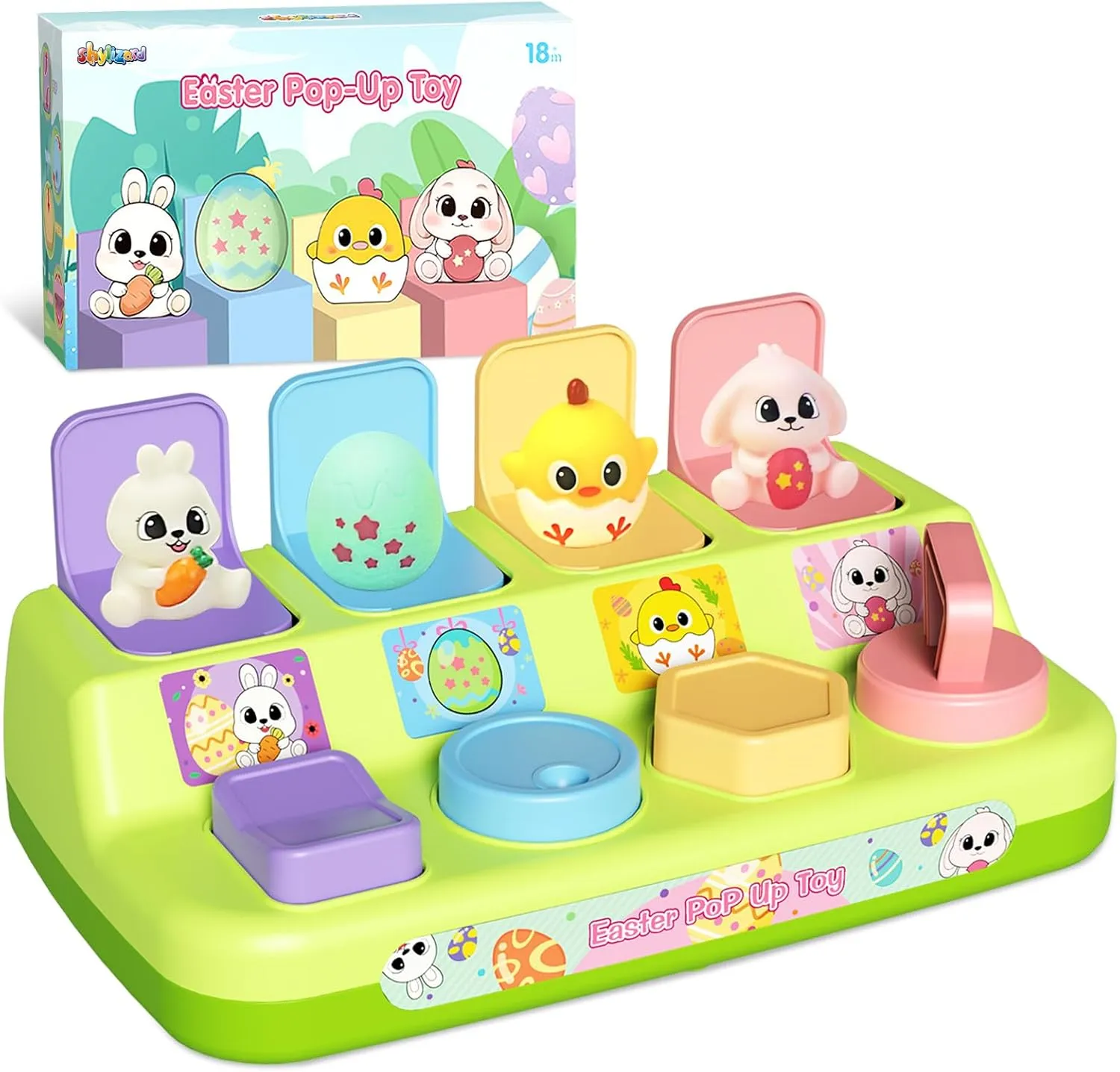 Easter Pop Up Toys for Toddlers, Toddler Toys for Easter Bakset Stuffers, Early Educational Toys, Interactive Pop Up Easter Toys, Easter Toddler Toys for Boys and Girls Age 18  Months