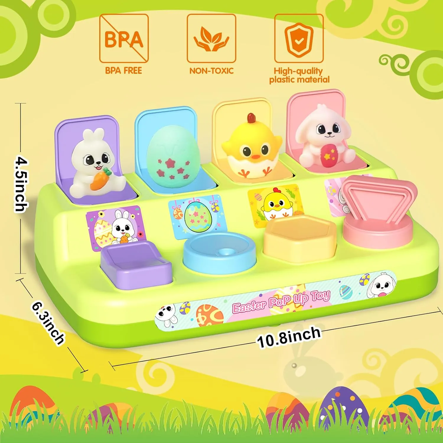 Easter Pop Up Toys for Toddlers, Toddler Toys for Easter Bakset Stuffers, Early Educational Toys, Interactive Pop Up Easter Toys, Easter Toddler Toys for Boys and Girls Age 18  Months