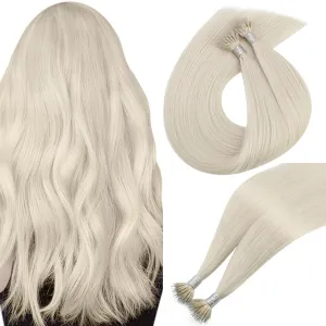 Easyouth Nano Tips Hair Extensions Blonde Nano Beads Hair Nanos Hair Extensions Seamless Human Hair Nano Ring Extensions Natural Soft 22 Inch 50g/50s