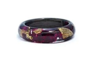 Eco Wood&Resin Jewelry with Purple Bells, Helicopters and 24K Gold. Wonderful Gift for Nature Lovers.