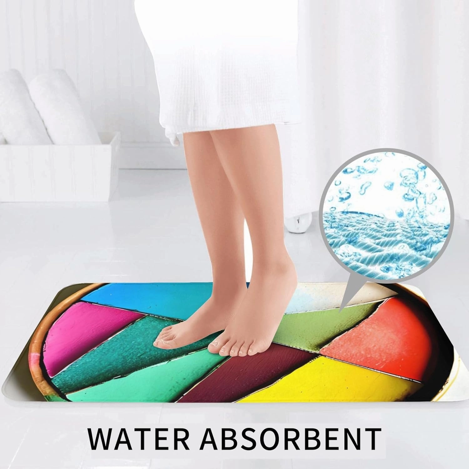 ekcos Soft and Comfortable Flannel Bathroom Non Slip Rugs,Super Absorbent Anti-Skid Carpet 3 Pieces/Set Round Palette