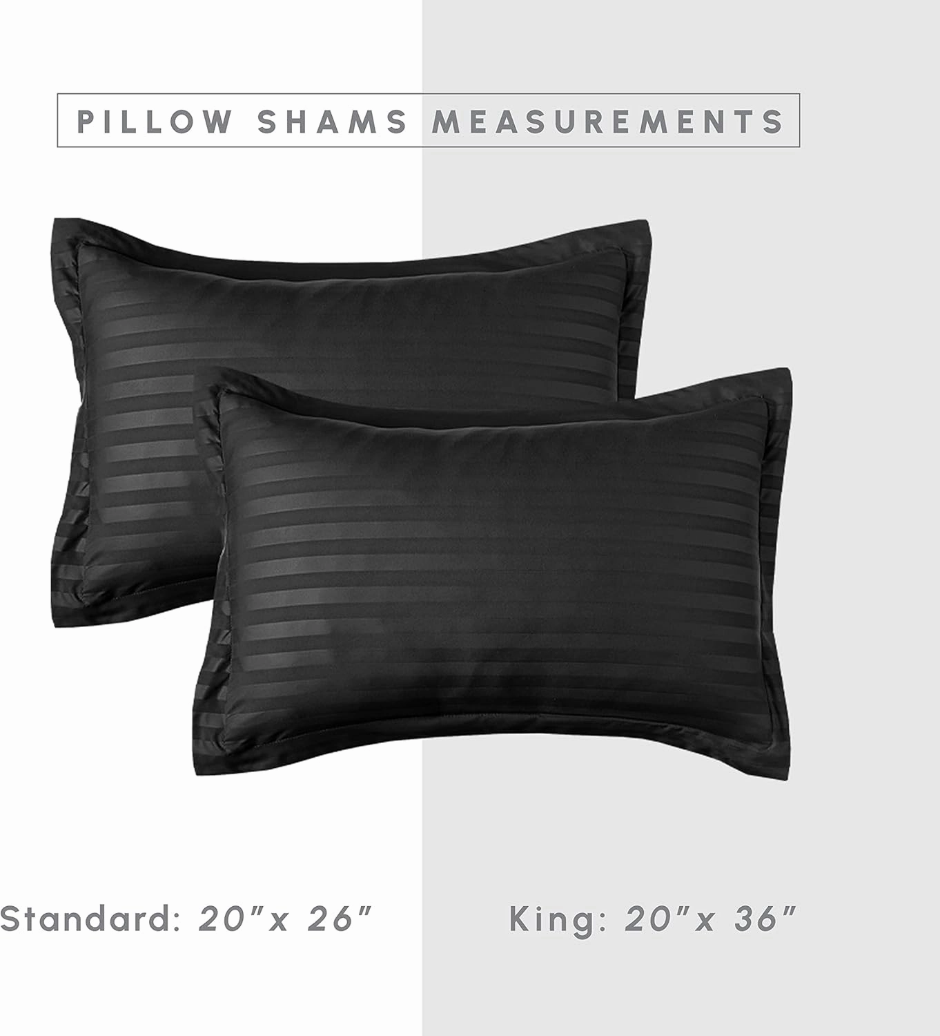 Elegant Comfort Cozy and Soft 8-Piece Bed-in-a-Bag All Season Comforter Set, Includes 4pc Smart Sheet Set, Bed Skirt, Comforter, Matching Pillowcases and Shams, Striped Design, King/Cal King, Black