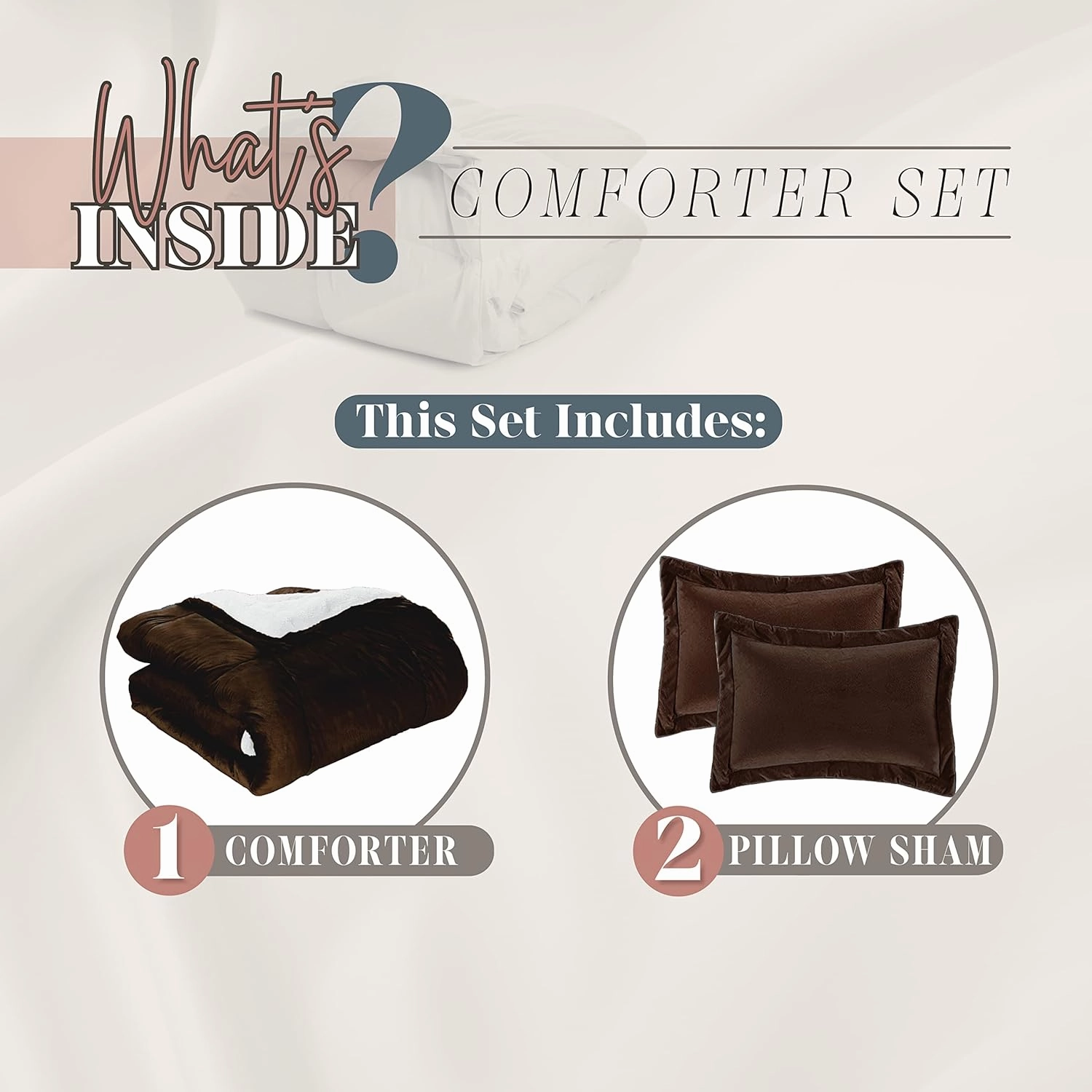 Elegant Comfort Super Soft Sherpa Comforter 3-Piece Set Premium Quality, Heavy Weight Reversible Down Alternative Micro-Suede, Sherpa Comforter, Full, Espresso Brown