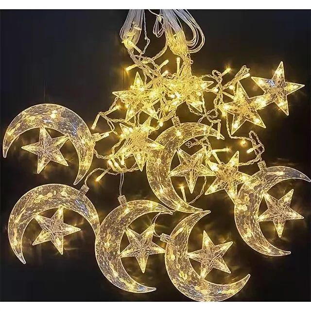 Elegant Wedding Reception Party 8.2ft Star Window Curtain Lights 12 Stars 138 LED 12 Drop Fairy String Lights with 8 Flashing Modes Decoration for Christmas Indoor Party Bedroom Wedding