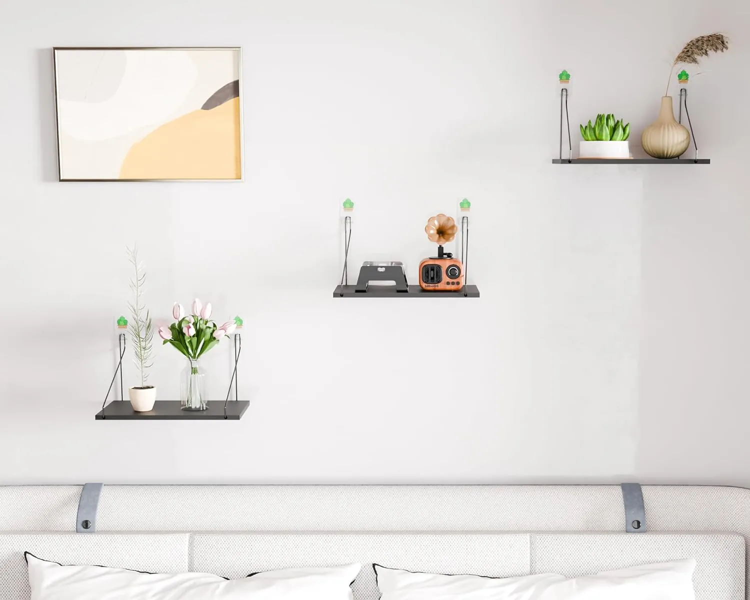 Elevate Your Space with Rustic Wood Floating Shelves Set of 3- Perfect for Bedroom, Living Room, Bathroom, and Kitchen Decor - Easy Installation, No Drilling Needed!