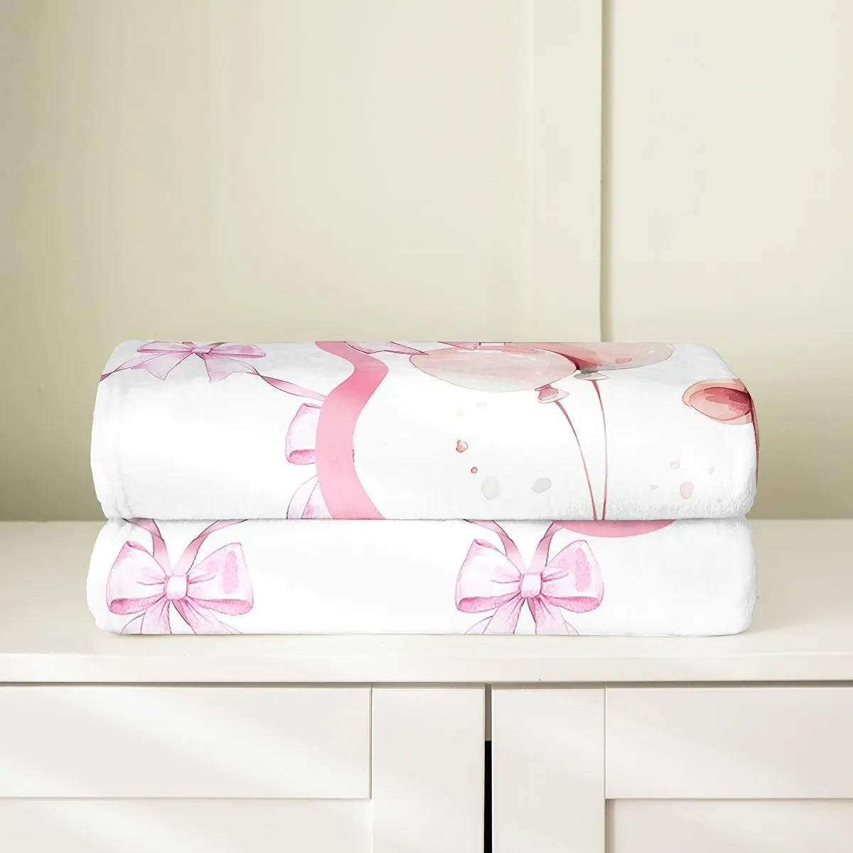 Erosebridal Pink Bowknot Throw Blanket for Kids Boys Girls,Cartoon Giraffe Fleece Blanket,Cute Animal Bed Blanket,Watercolor Bow Knot Flannel Blanket for Kid Child,Lightweight,40x50 inch