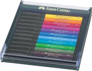 Faber-Castell Art & Graphic Pitt Artist Pen Brush India Ink Pen, Basic Tones, Set Of 12, For Art, Craft, Drawing, Sketching, Home, School, University, Colouring