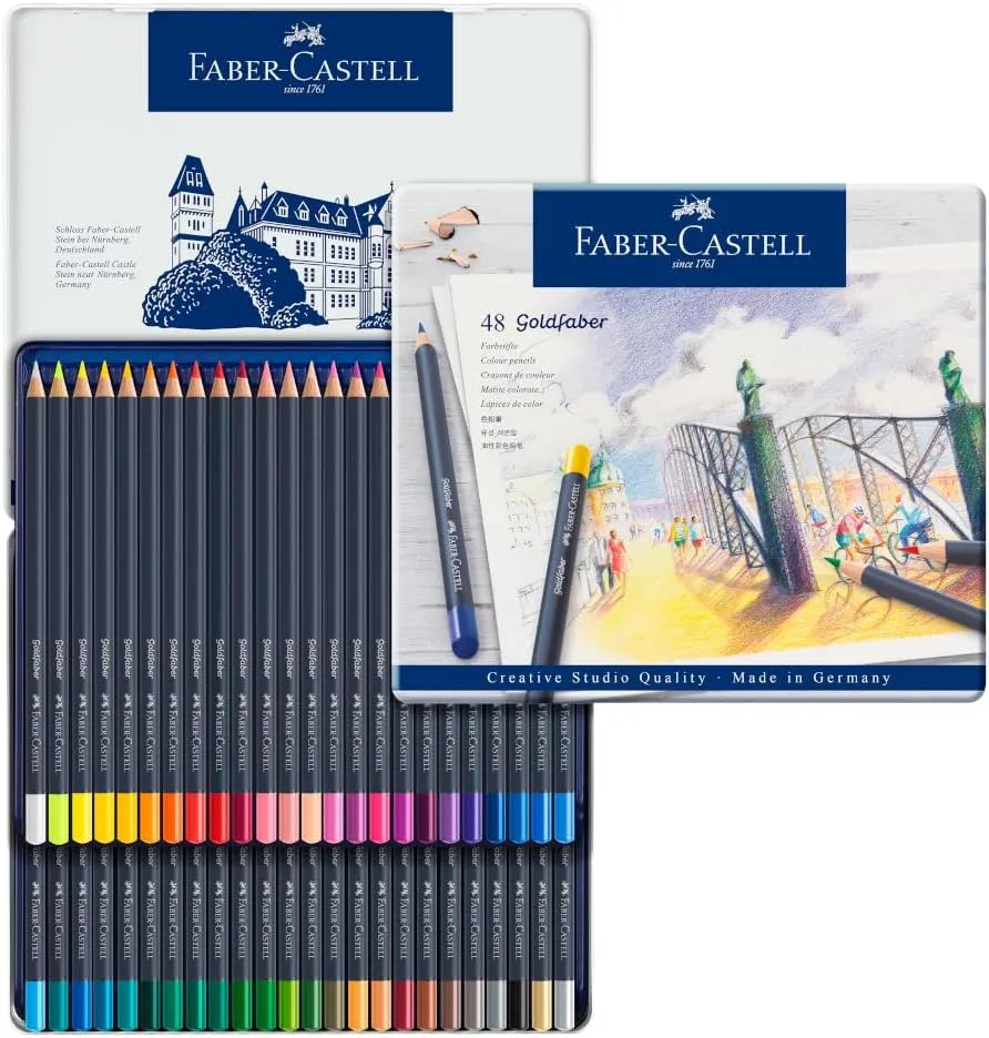 Faber-Castell Creative Studio Goldfaber Color Pencils - Tin of 48, 48 Colors