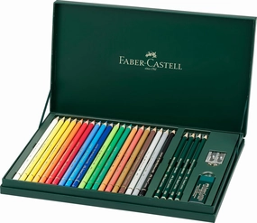 Faber-Castell Art & Graphic Polychromos Colour Pencil, Gift Set, Mixed MediaMulticoloured, Polychromos Gift Set, For Art, Craft, Drawing, Sketching, Home, School, University, Colouring