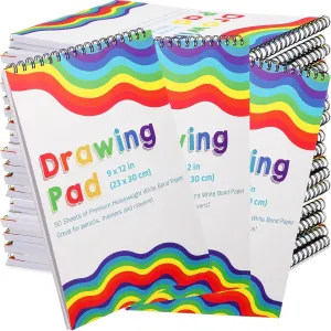 Fainne 10 Pack 9 x 12 Inch Drawing Paper Pad for Kid (73lb/120GSM) Art Drawing Paper Top Spiral Bound Artist Sketch Book for Painting Coloring Children Kids 50 Sheets(100 Pages)