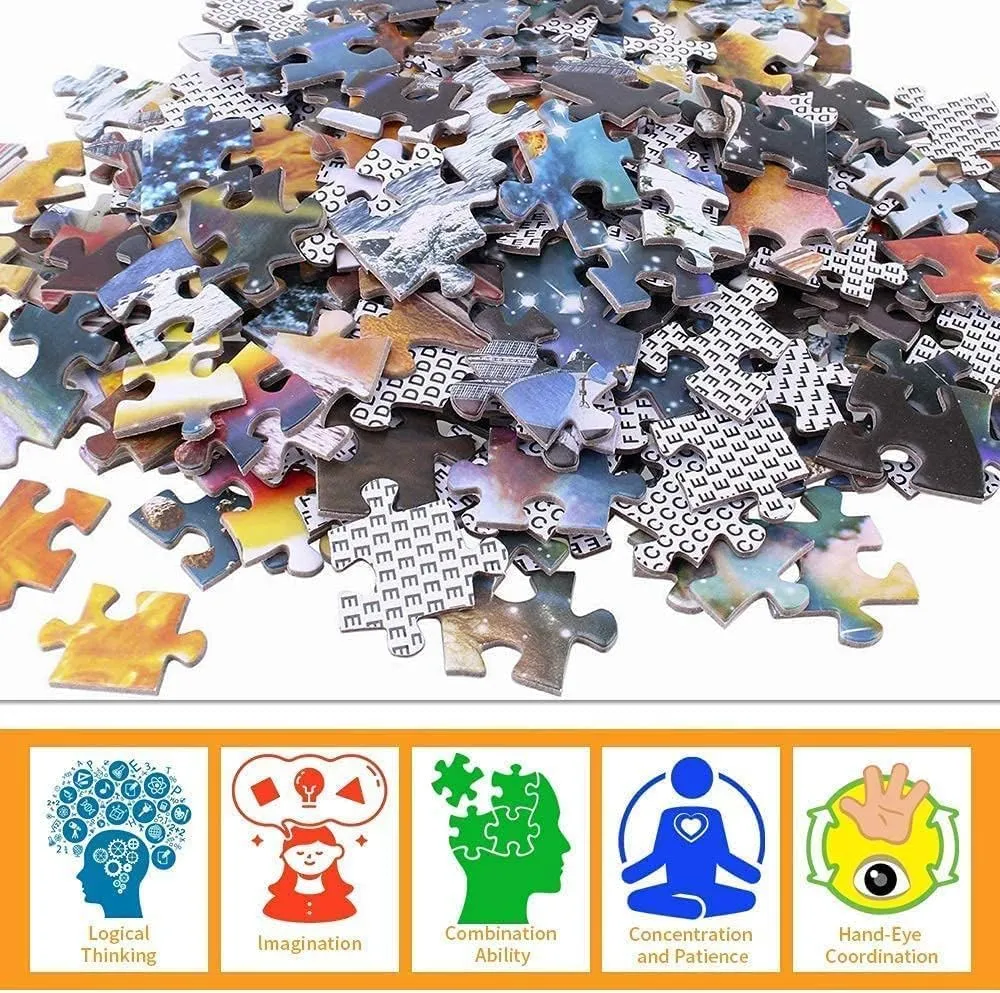 Family Fun Jigsaw Puzzle 1000 Piece Girl Plays Piano Oil Painting Art Challenging Family Activity, Daring to Try, DIY Family Entertainment Interactive Fun Jigsaw Puzzle Gift