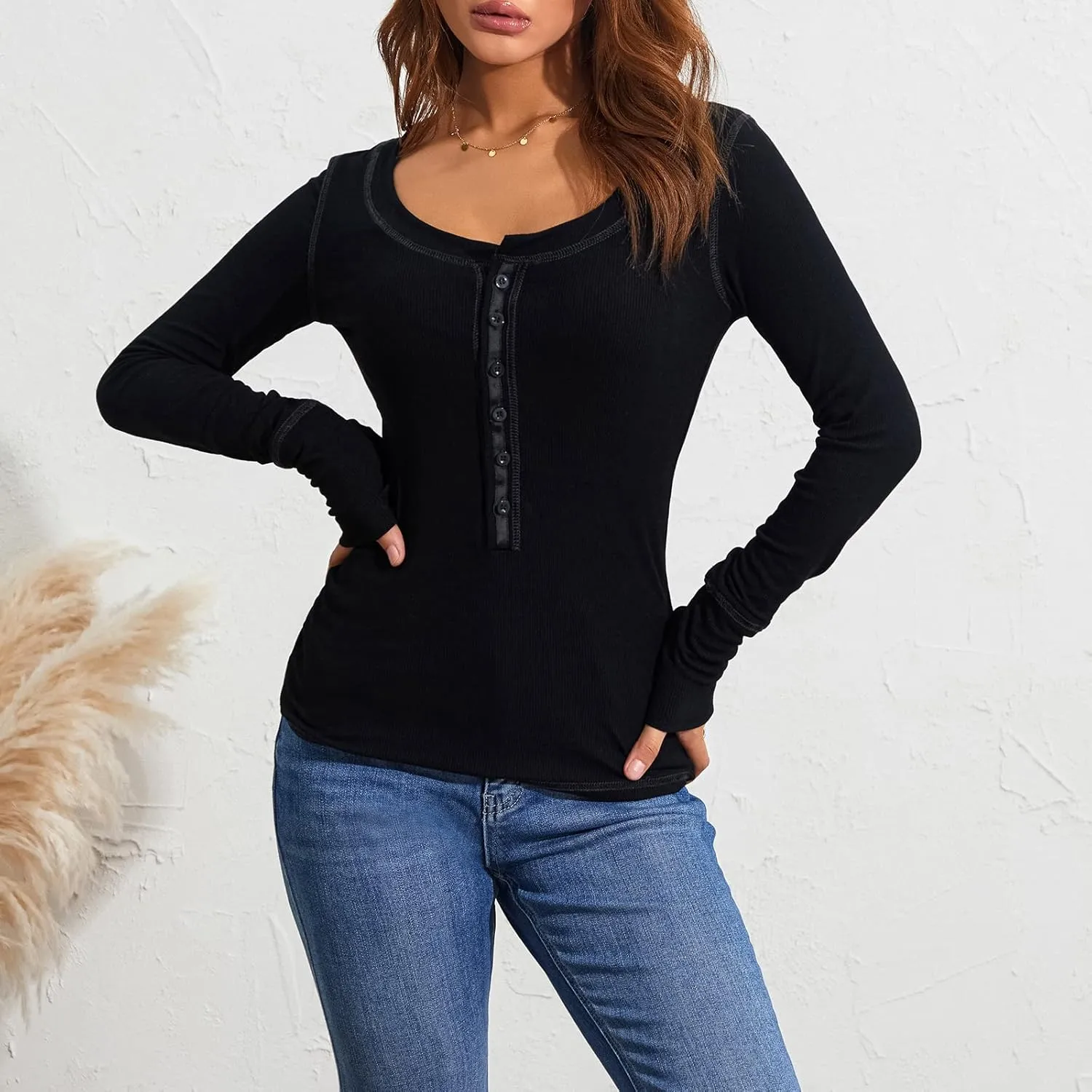 Fanvereka Women Lace Stitching V-Neck Fairy Crop Tops Y2K Long Sleeve Tight Shirt Spring Fall Downtown Girl Coquette Clothing