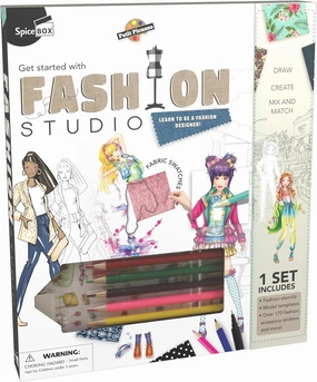 Fashion Studio - Learn to Be A Designer Activity Kit, Sketching Supplies, Accessory Stickers & Stencils, Ages 8 