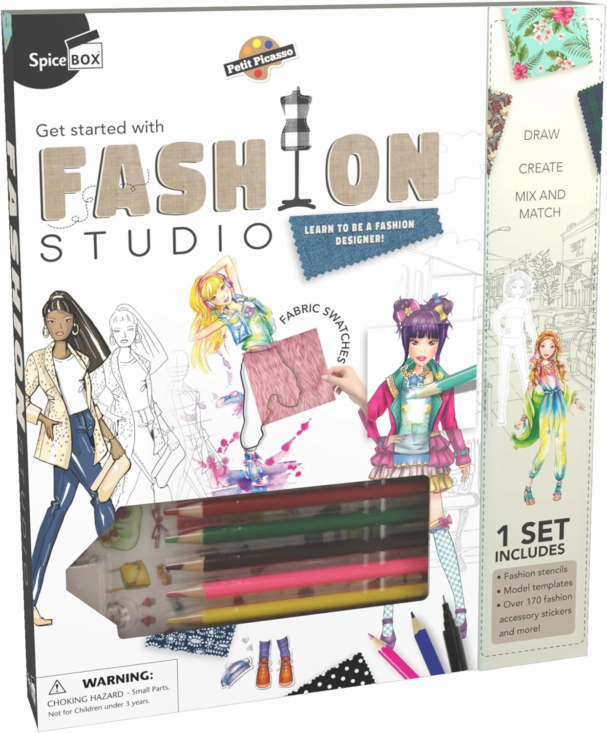 Fashion Studio - Learn to Be A Designer Activity Kit, Sketching Supplies, Accessory Stickers & Stencils, Ages 8 