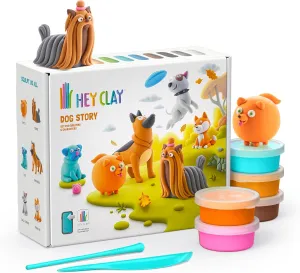 Fat Brain Toys Hey Clay Dog Story, Air Dry Clay Kit with Interactive App for Kids & Tweens, Modeling Clay and Crafts Set for Kids Ages 6 to 10