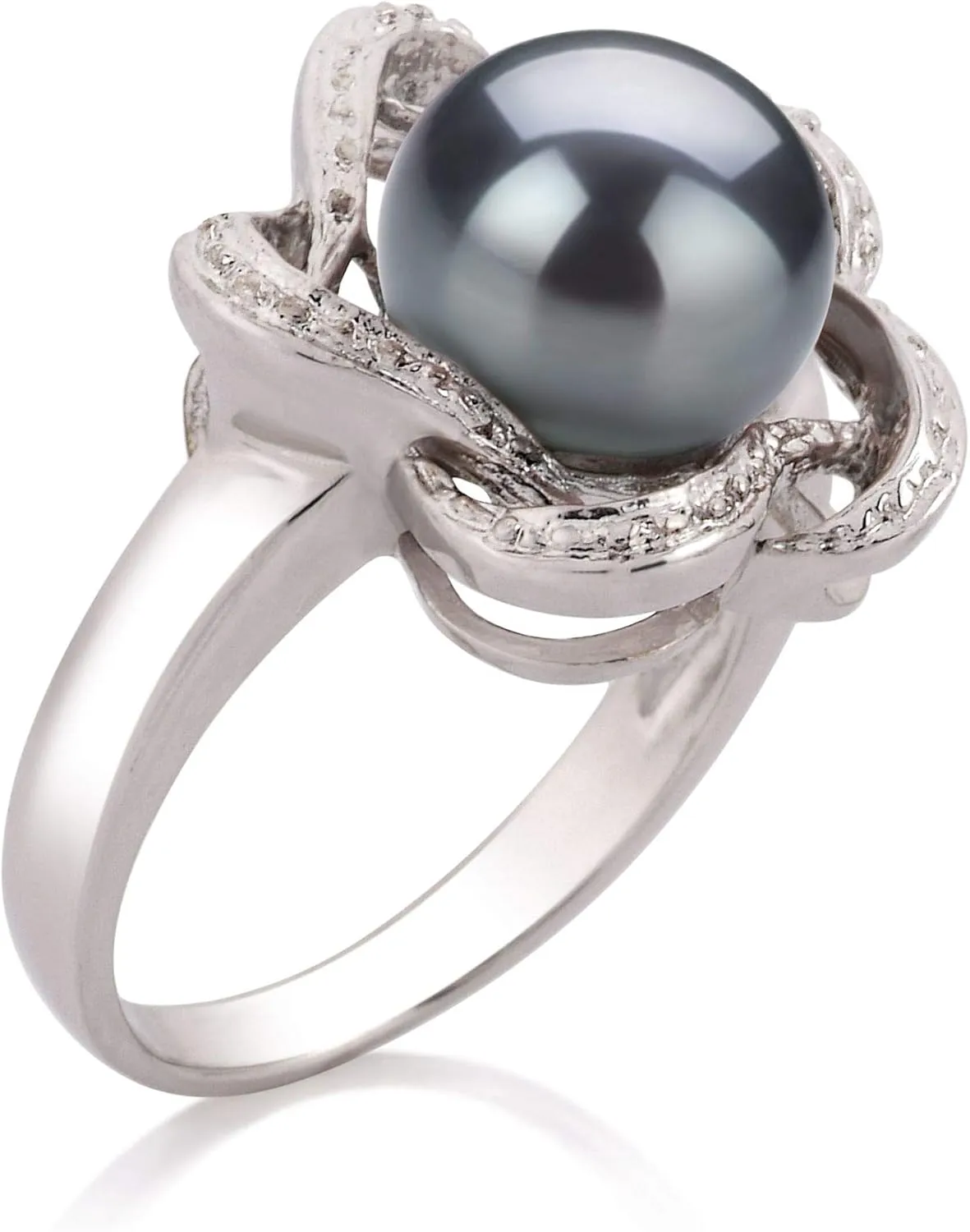 Fiona Black 9-10mm AA Quality Freshwater 925 Sterling Silver Cultured Pearl Ring For Women
