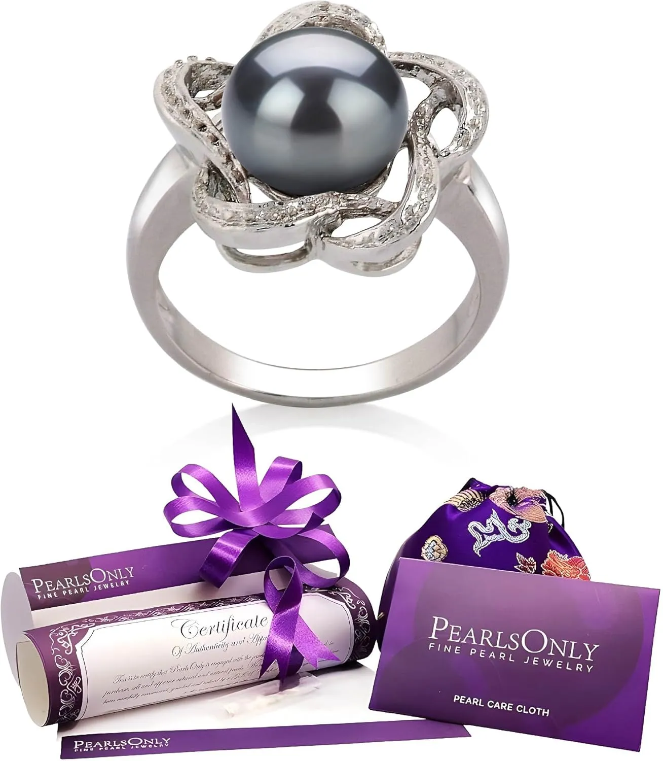Fiona Black 9-10mm AA Quality Freshwater 925 Sterling Silver Cultured Pearl Ring For Women