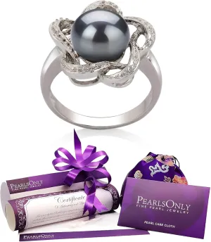 Fiona Black 9-10mm AA Quality Freshwater 925 Sterling Silver Cultured Pearl Ring For Women
