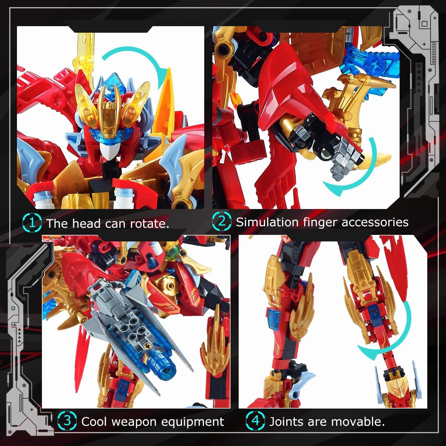 Fire Phoenix Mech Sets 2in1 Building Blocks，Transforming Robot Building Kits with Vermilion Bird Model，Christmas Birthday Gift for Adults Kids Boys Ages 8-14（531 Pieces） (Vermilion Bird)