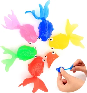 Fish Toys - Sea Animals Figures - Vibrant 4 Colors - 1.75” Small Rubber Toy Fish - Ideal for Fish Tank & Aquarium Decorations - Fishing Birthday Party Supplies - 100 pcs - Easter Basket Stuffers