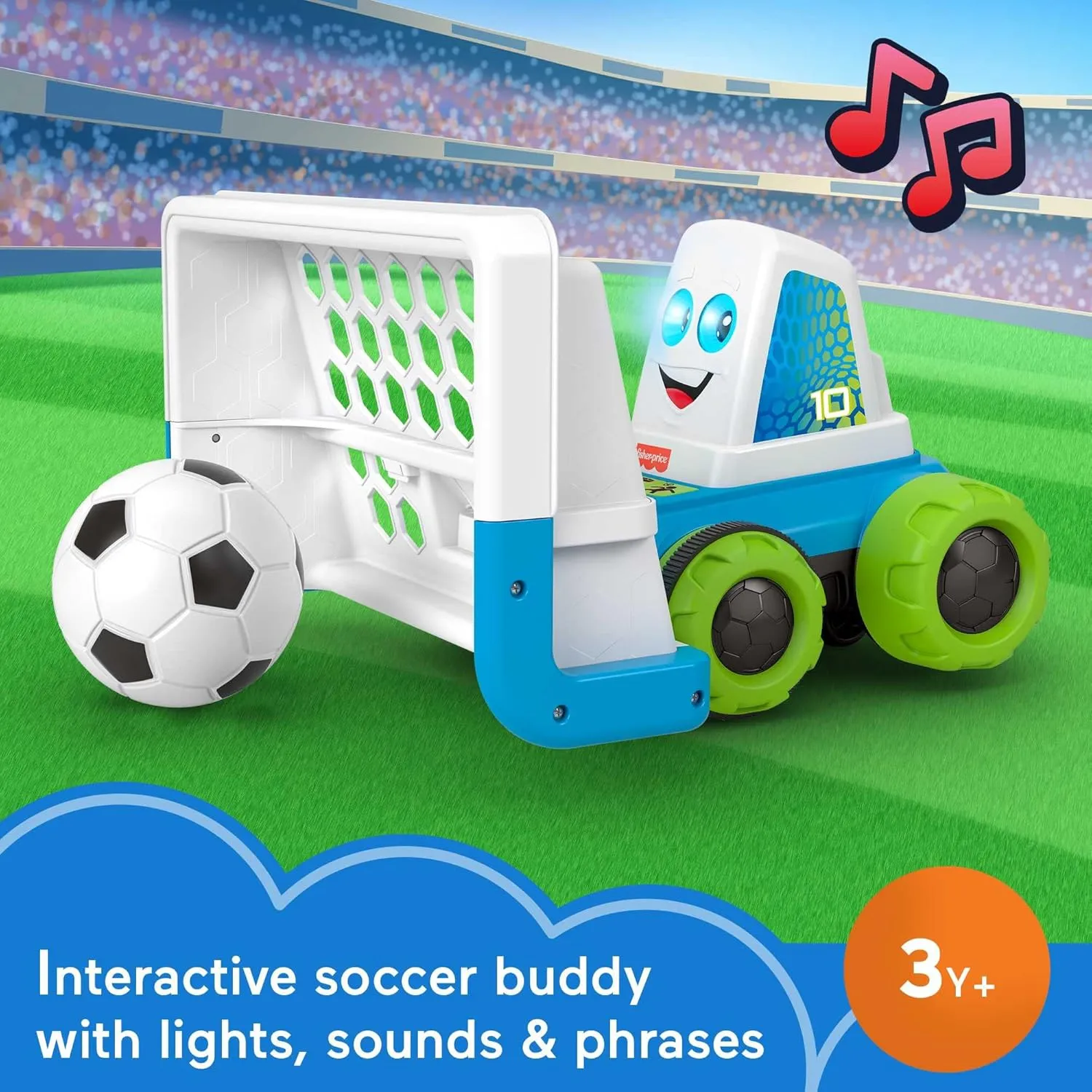 Fisher-Price Electronic Soccer Game Goaldozer Toy Motorized Net with Lights & Sounds for Preschool Sports Play Ages 3  Years