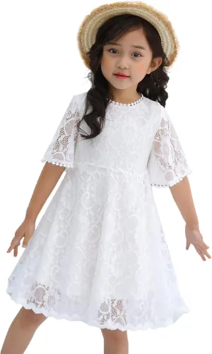 Flower Girls Dress Lace Dress Vintage Country Wedding Party Dress 2-6 7-16