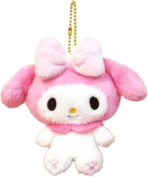 Fluffy My Melody MC pink H12xW15xD7cm stuffed mascot with a key chain ball chain 143082-20