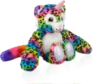 Fluffytale Stuffed Animal – 10” Plush Animals with Fluffy Tail, Embroidered Smile, Glittery Paws, Horn & Ears – Huggable Safari Plushie, Room Décor, Great Gift (Leopard)