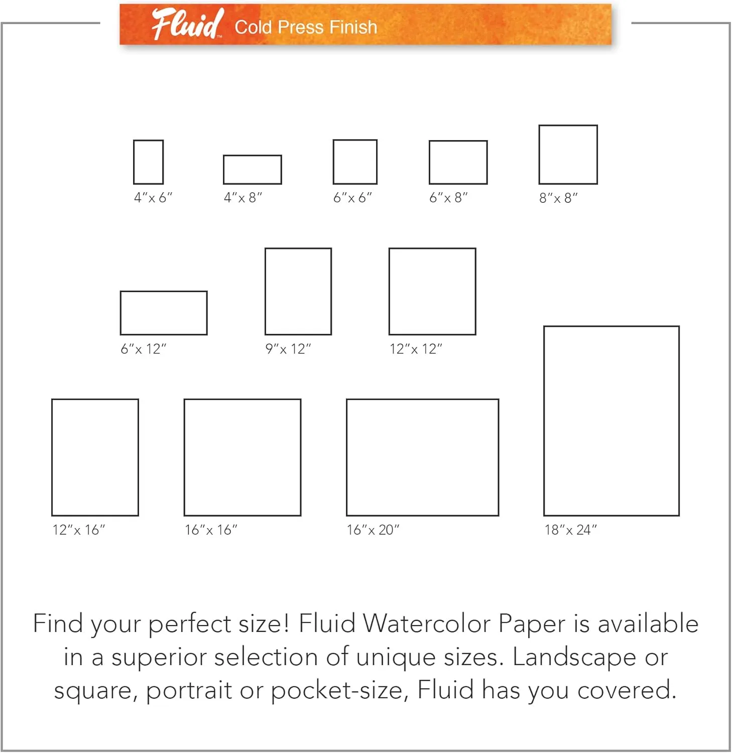 Fluid Watercolor Paper Block, 16 x 16 inches, 15 Sheets, 140 lb (300 GSM) Cold Press Paper Pad for Artist Painting and Wet Media