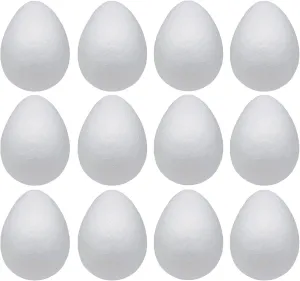 Foam Eggs 12pcs 4.72 Inch (12cm) White Craft Polystyrene Eggs Smooth for Spring Easter Halloween Christmas Holiday Crafts Making Handmade DIY Painting School Projects