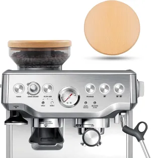 for Breville Barista Express Espresso Machine, Coffee Bean Replacement Lid on Coffee Maker Top Wooden Hopper Lid with Sealing Ring, Espresso Machine Accessories Bean Cover, Beech Wood