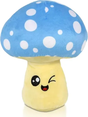 Forest & Twelfth Mushroom Plush Pillow – Cute Emoticon Mushroom Set for Beds and Sofas – Plushie Toys for Kids, Home Décor – Ultra-Soft Stuffed Animal Gift for Girls, Boys (Blue)
