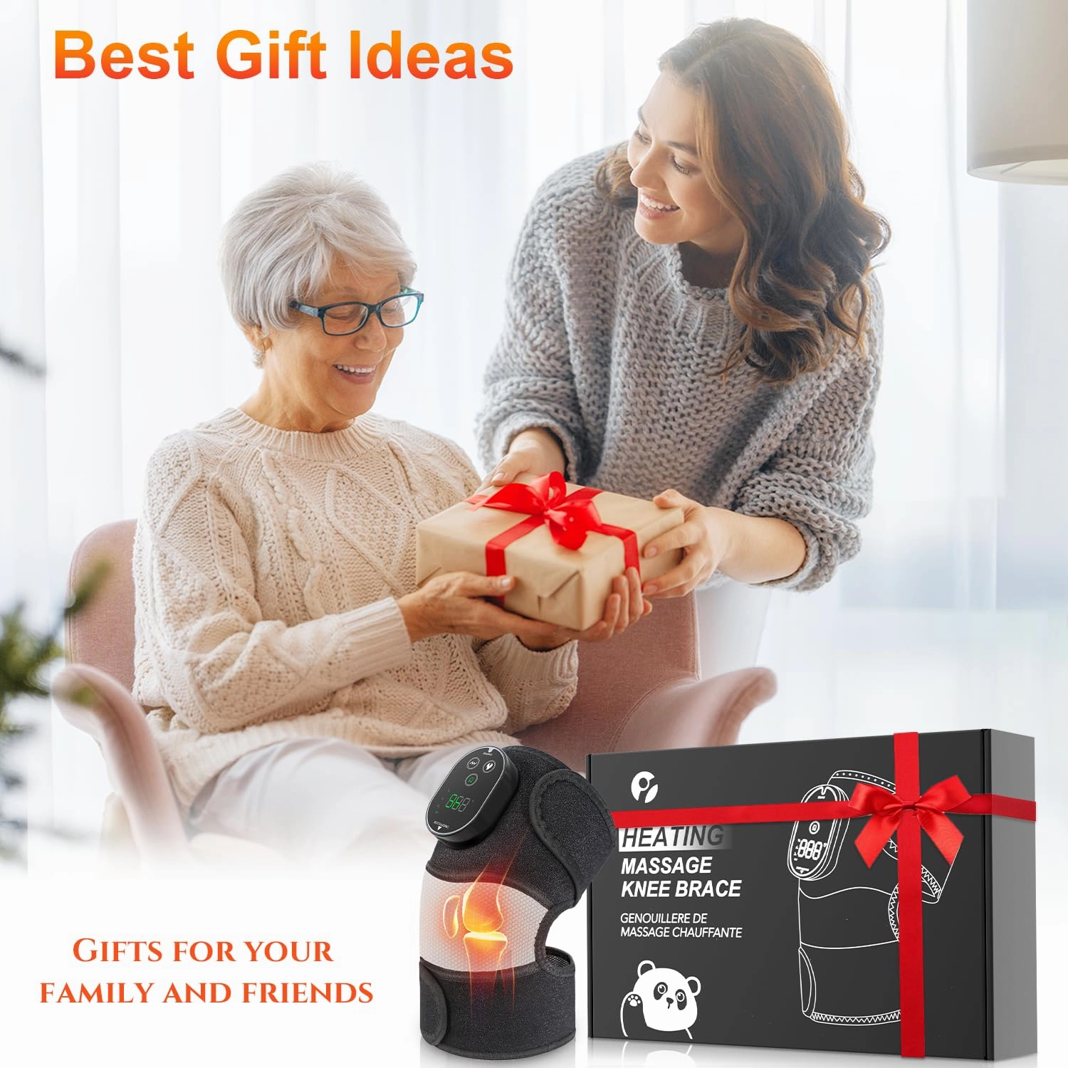FSA or HSA Eligible Cordless Heated Knee Massager 3-in-1 Electric Knee Massager with Heat for Knee Heating Pad Elbow Shoulder Pain Relief Wrap with 3 Vibration & 6 Heating Modes