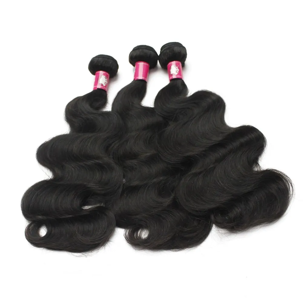 Full Bundle 9A Hair Virgin Brazilian Body Wave Hair Weft 4pcs/Lot Mixed Lengths 16 18 20 22 Inch 1B Natural Black Soft Unprocessed Hair Weave Free Tangle