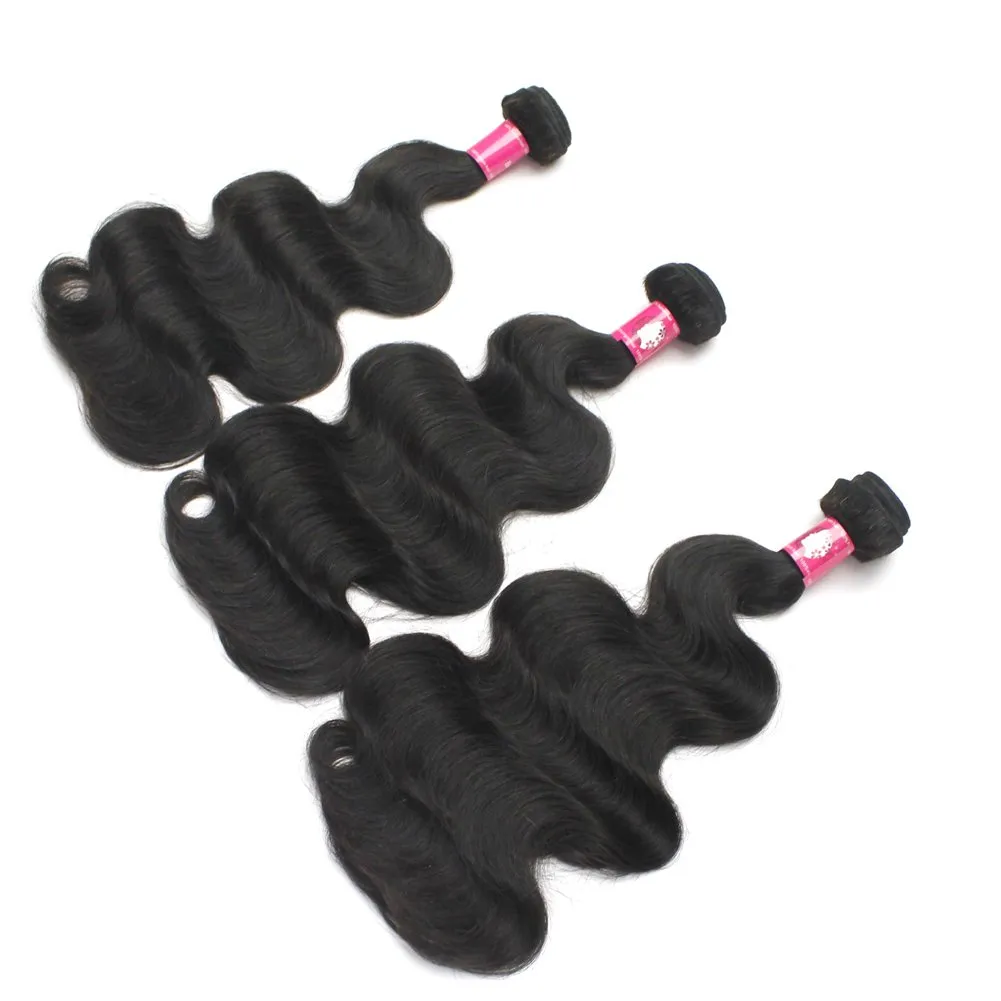 Full Bundle 9A Hair Virgin Brazilian Body Wave Hair Weft 4pcs/Lot Mixed Lengths 16 18 20 22 Inch 1B Natural Black Soft Unprocessed Hair Weave Free Tangle