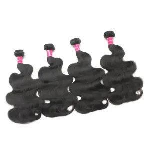 Full Bundle 9A Hair Virgin Brazilian Body Wave Hair Weft 4pcs/Lot Mixed Lengths 16 18 20 22 Inch 1B Natural Black Soft Unprocessed Hair Weave Free Tangle