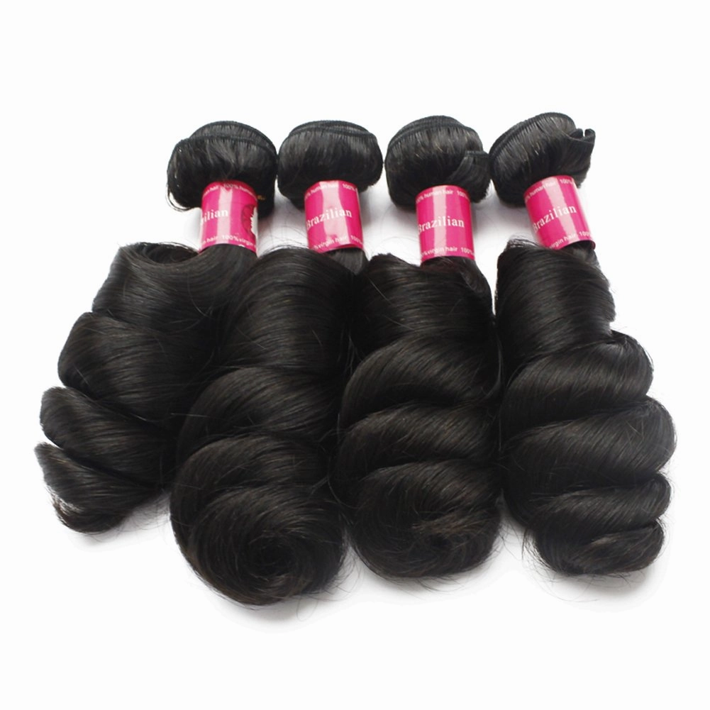 Full Bundle 9A Hair Virgin Brazilian Loose Wave Hair Weft 4pcs/Lot Mixed Lengths 16 18 20 22 Inch 1B Natural Black Soft Unprocessed Hair Weave Free Tangle