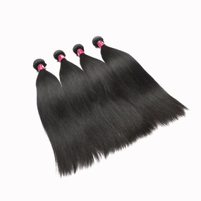 Full Bundle 9A Hair Virgin Brazilian Natural Straight Hair Weft 4pcs/Lot Mixed Lengths 16 18 20 22 Inch 1B Natural Black Soft Unprocessed Hair Weave Free Tangle
